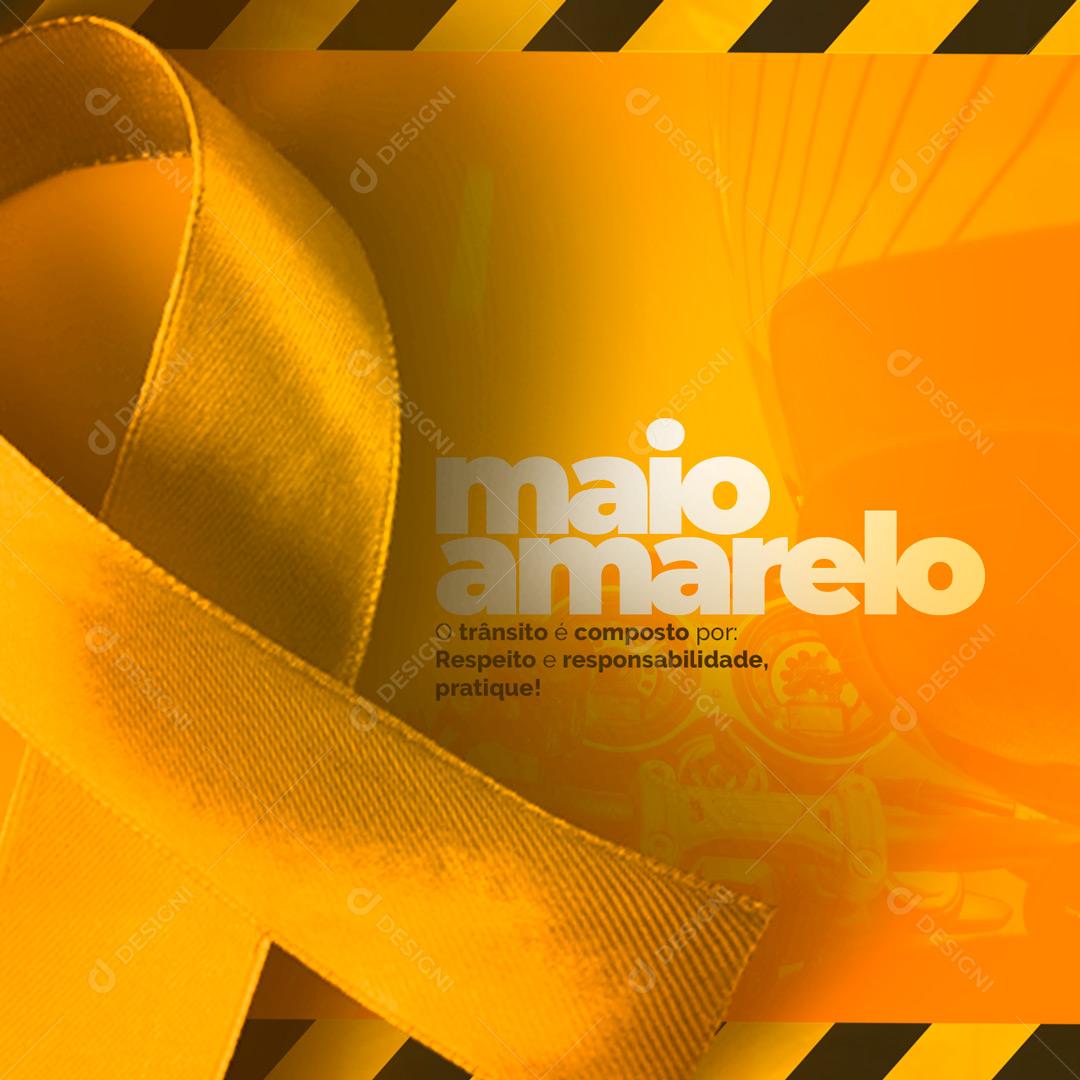 Social Media Maio Amarelo O Trânsito é Composto PSD Editável
