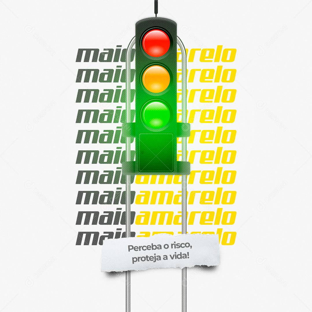 Social Media Maio Amarelo Perceba O Risco PSD Editável