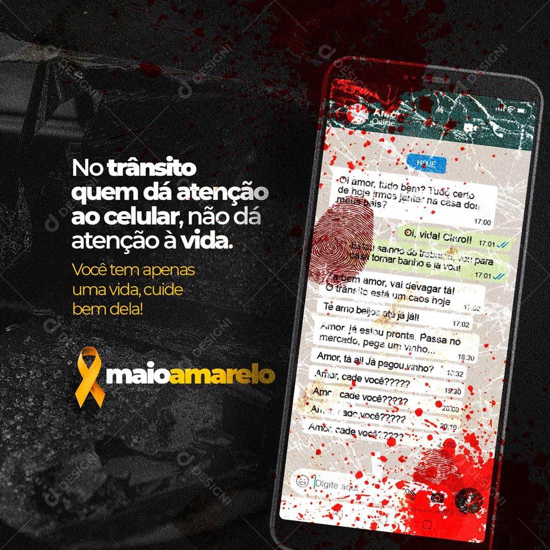 Social Media Maio Amarelo No Trânsito PSD Editável