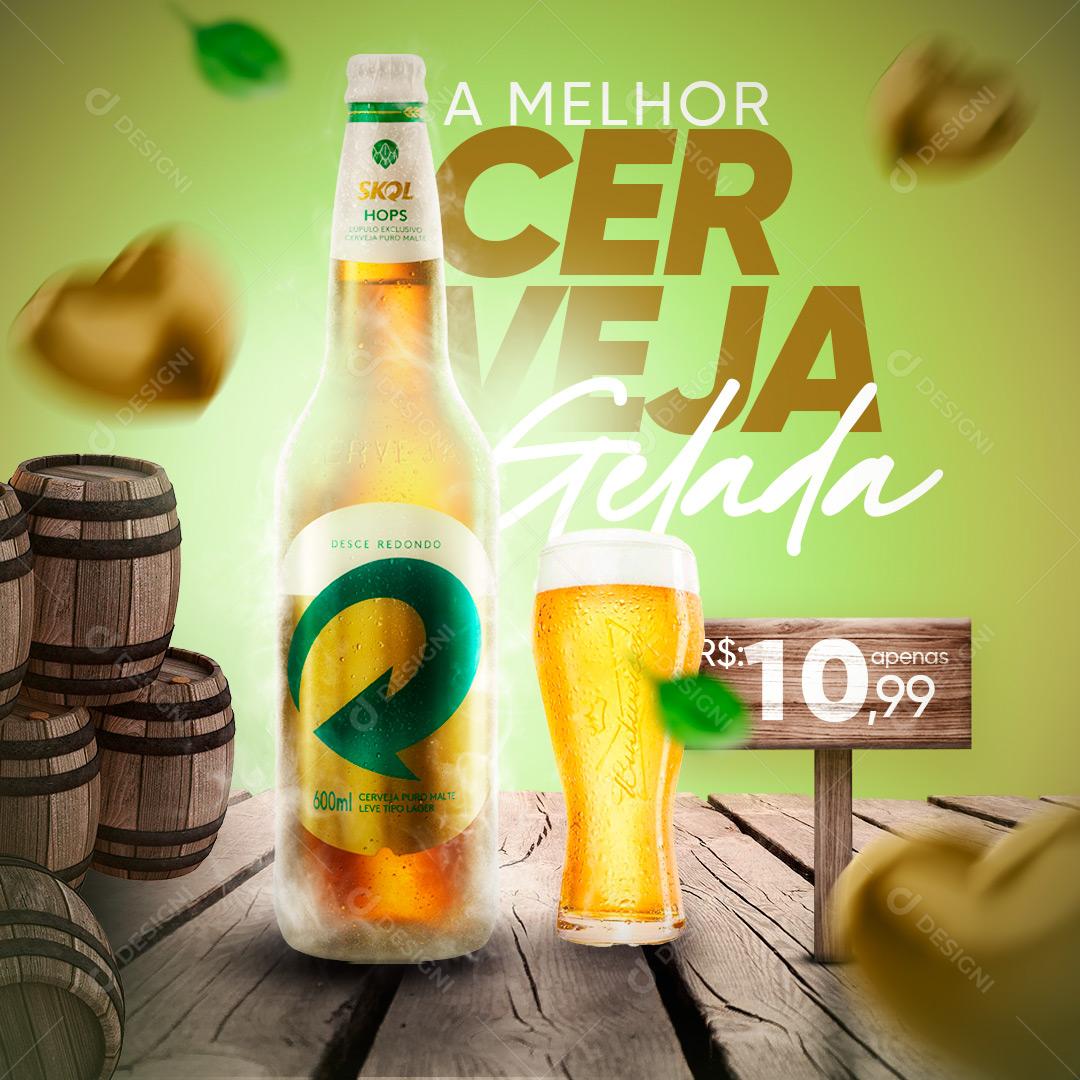 Social Media Bebidas Cerveja Gelada PSD Editável