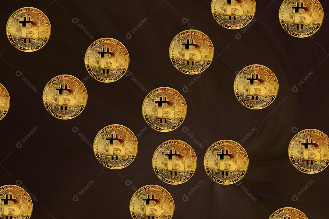 Moedas Bitcoin sobre fundo isolado marom Imagem JPG