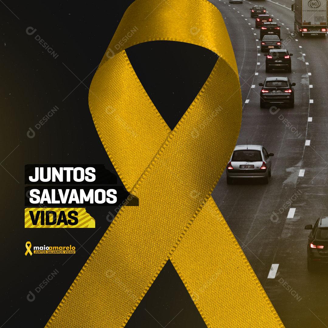 Post Feed Trânsito Maio Amarelo Social Media PSD Editável