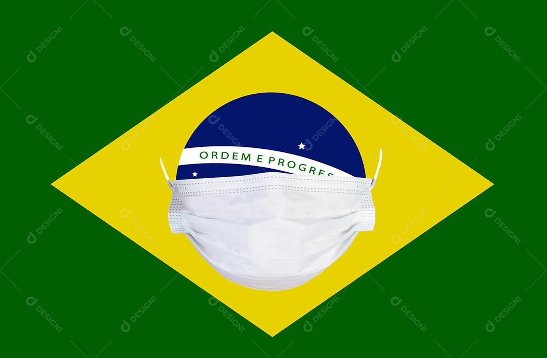 Bandeira pais usando mascara pandemia covid 19 coronavirus