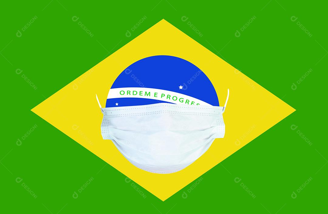 Bandeira pais usando mascara pandemia covid 19 coronavirus