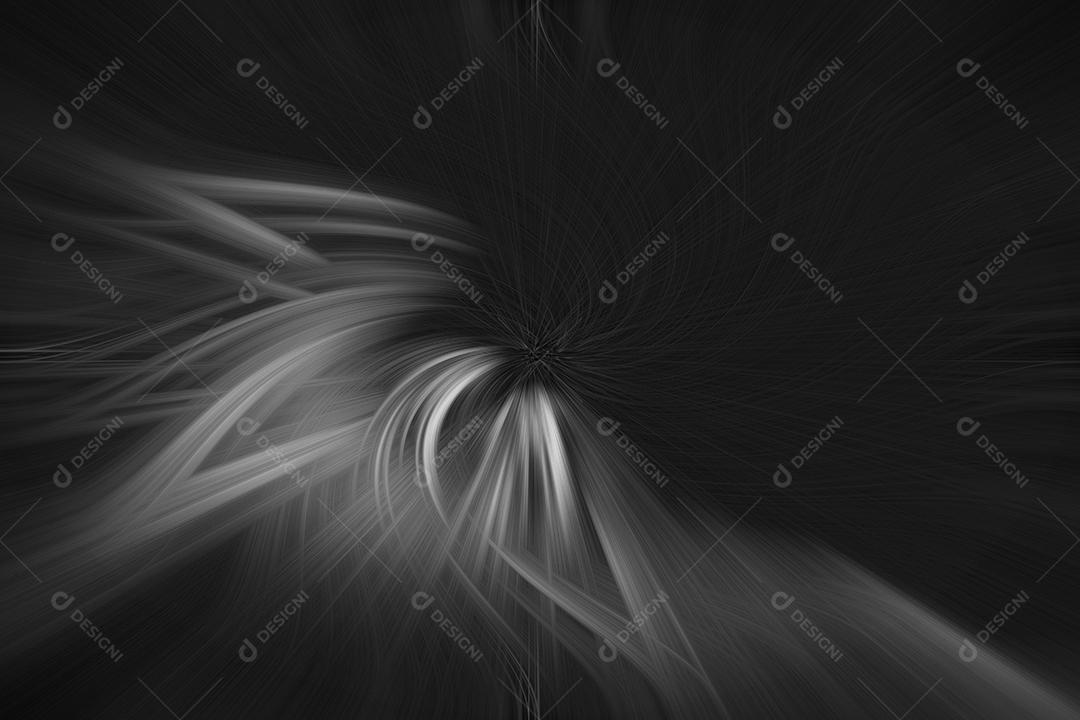 Pintura futurista abstrata em preto, branco e no estilo de e aurora boreal em fundo preto