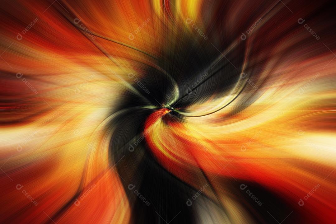 Pintura futurista abstrata em vermelho e no estilo de e aurora boreal em fundo preto