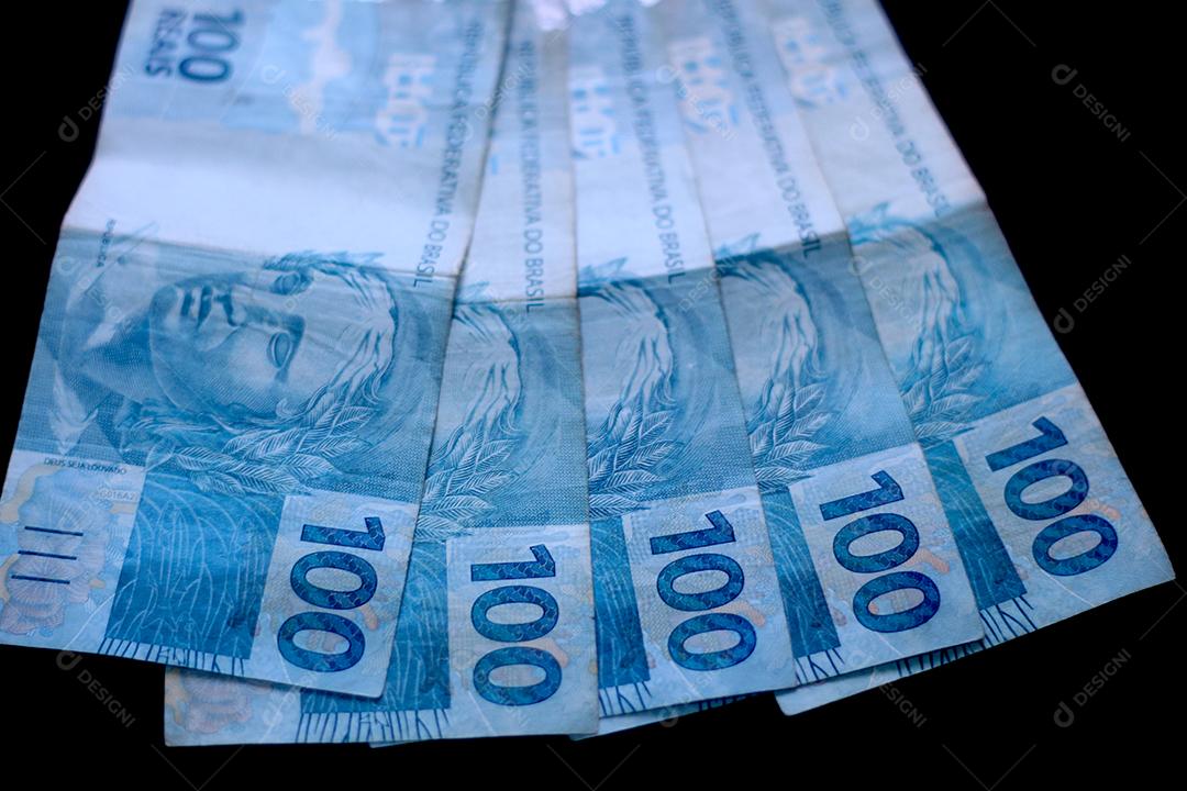 Dinheiro Brasileiro Notas de 100 Reais cedulas
