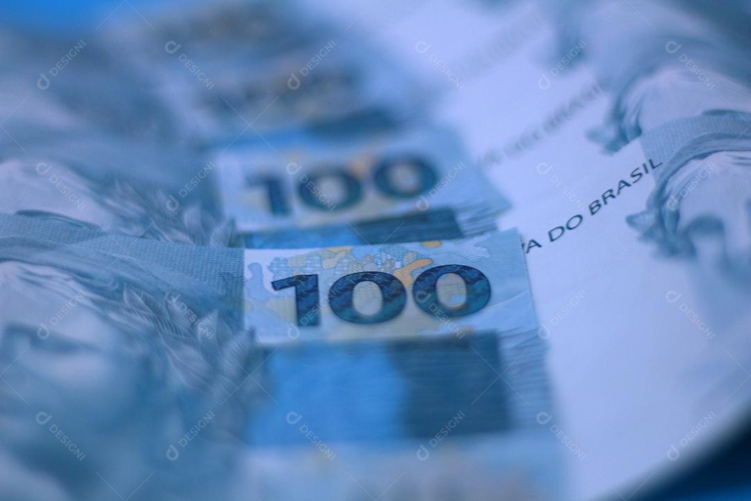 Dinheiro Brasileiro Notas de 100 Reais cedulas