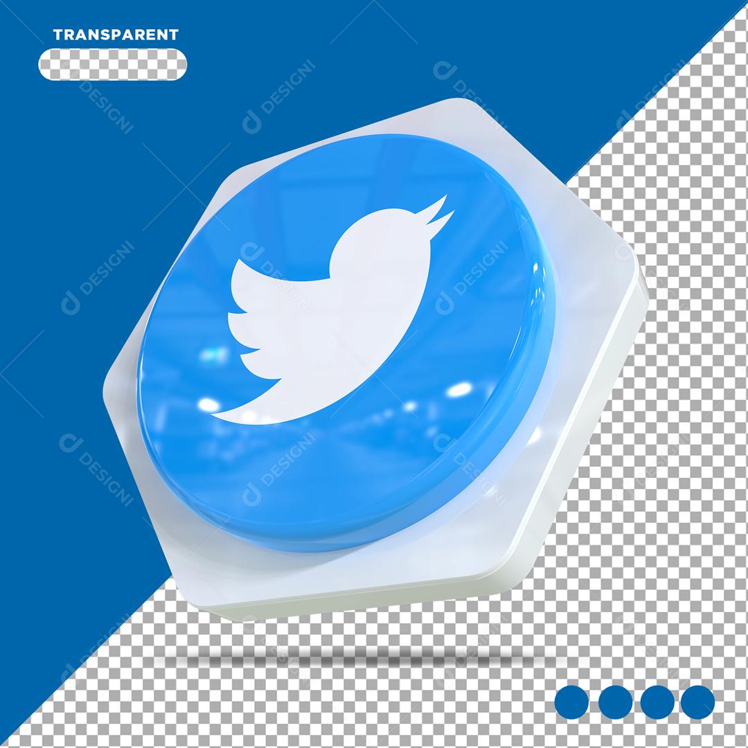 Twitter 3D Elemento Para Composição PSD