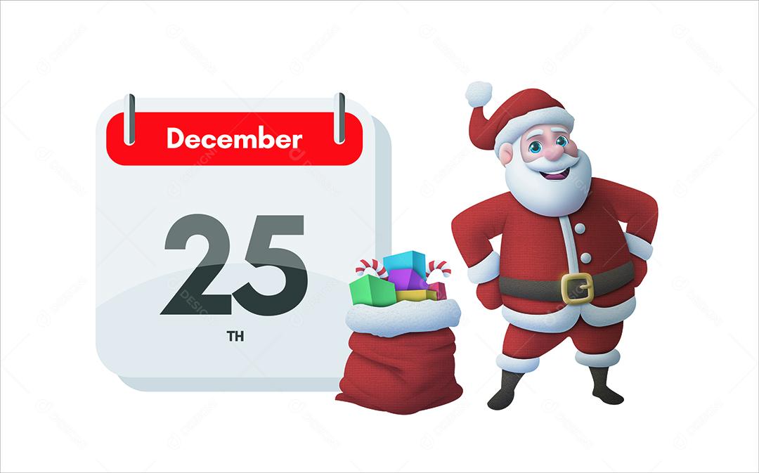 Papai noel calendario dia 25 natal presentes