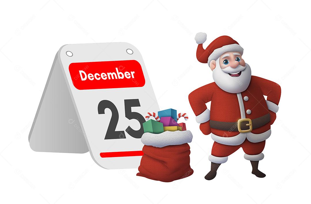 Papai noel calendario dia 25 natal presentes