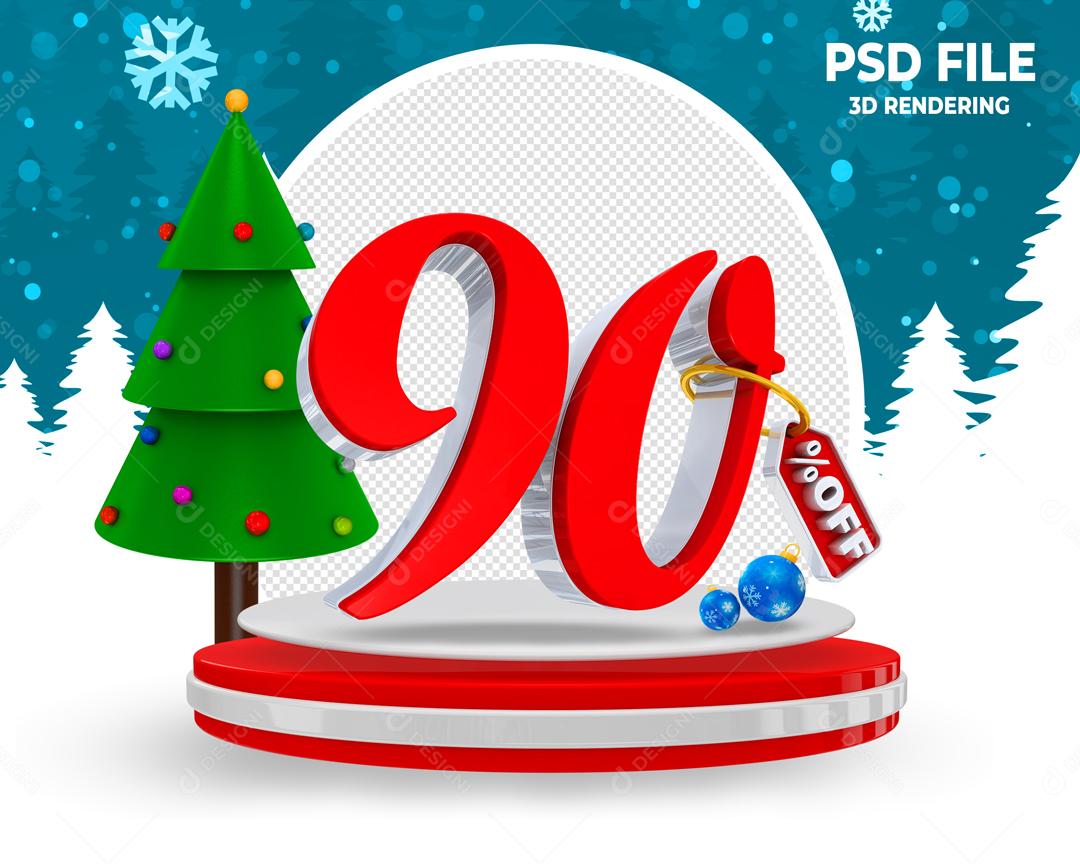 Número 3D 90% Off de Natal Para Composição PSD