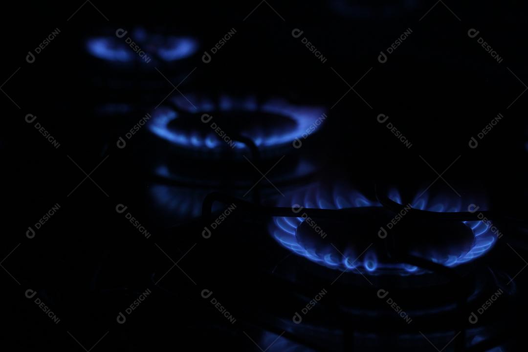 Chamas Boca de fogão a gás cozinha comida