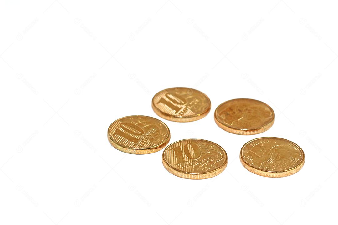 Centavos dinheiro brasileiro 10 centavos sobre fundo branco