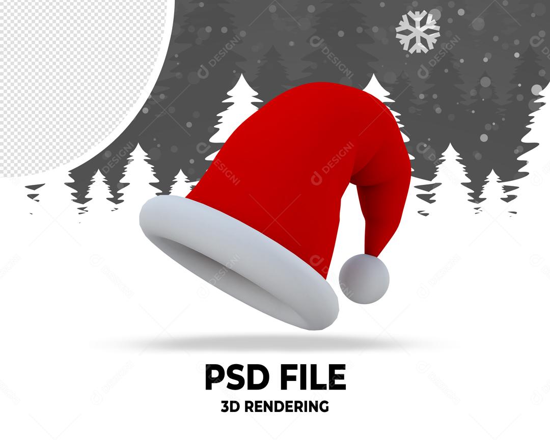 Elemento 3D Chapéu de Natal Vermelho Para Composição PSD