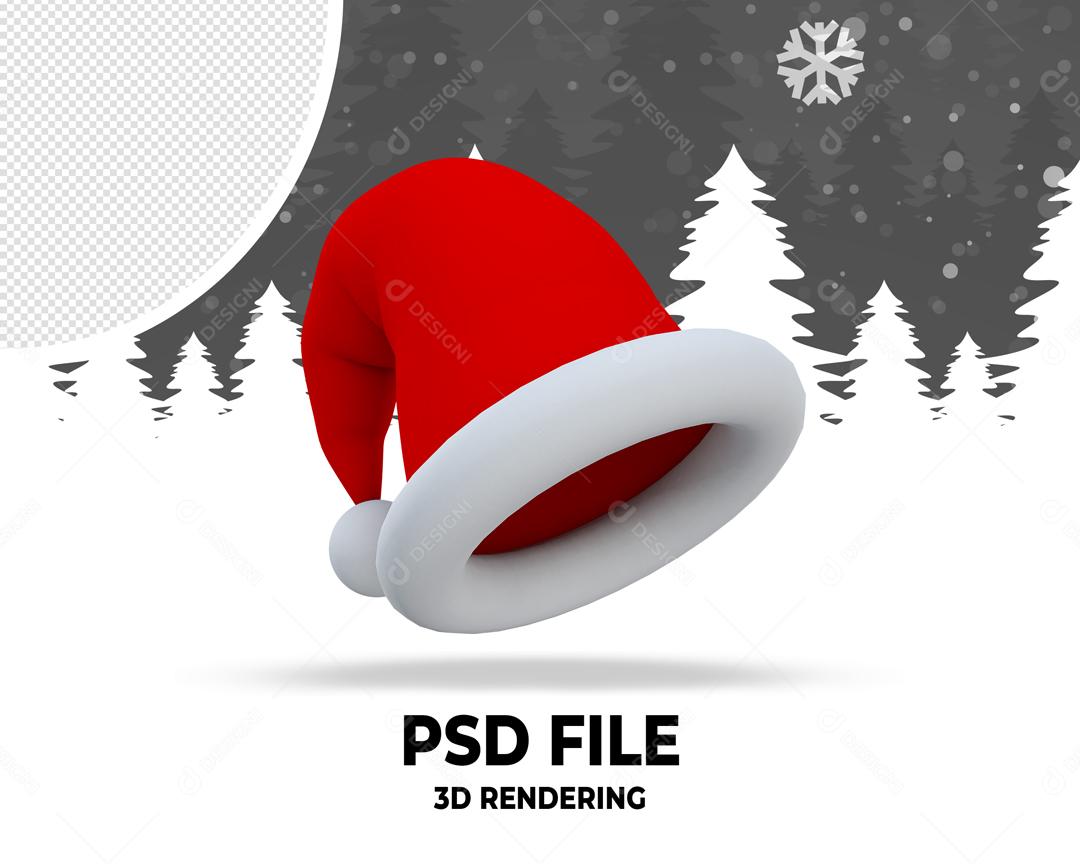 Chapéu de Natal Vermelho Elemento 3D Para Composição PSD