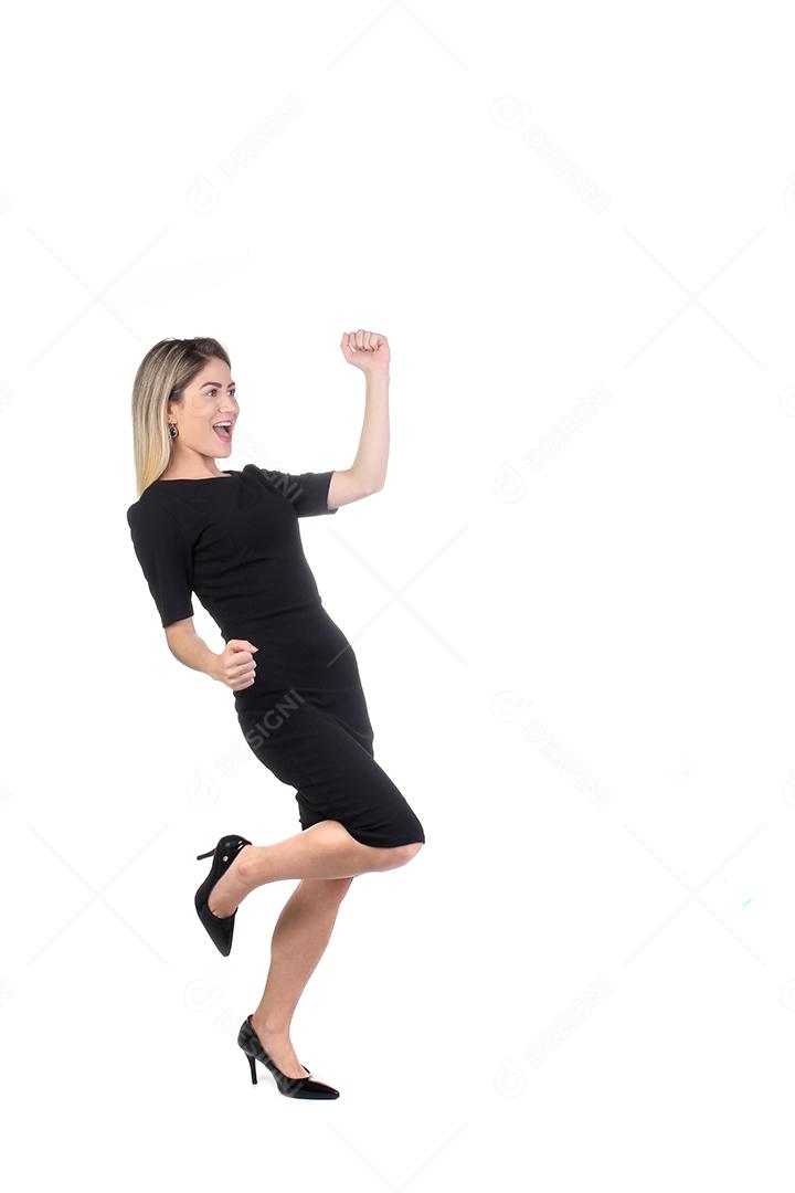 Mulher linda com a expressão de vencer