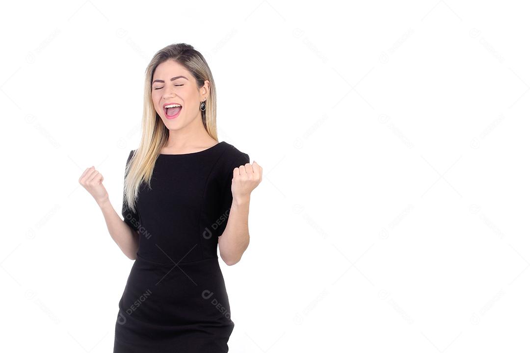 Mulher linda com a expressão de vencer