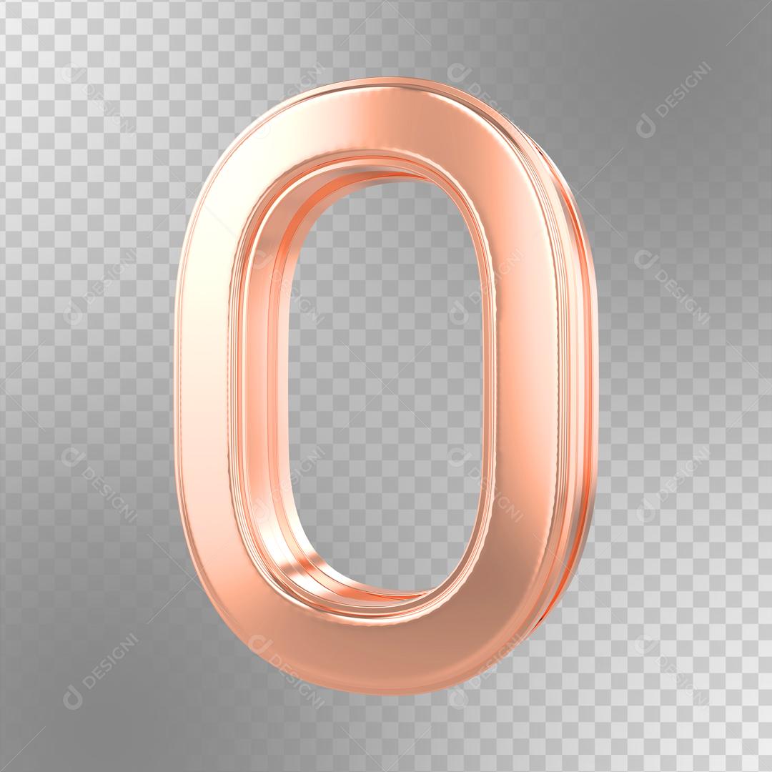 Número 3D 0 Rosa Para Composição PSD