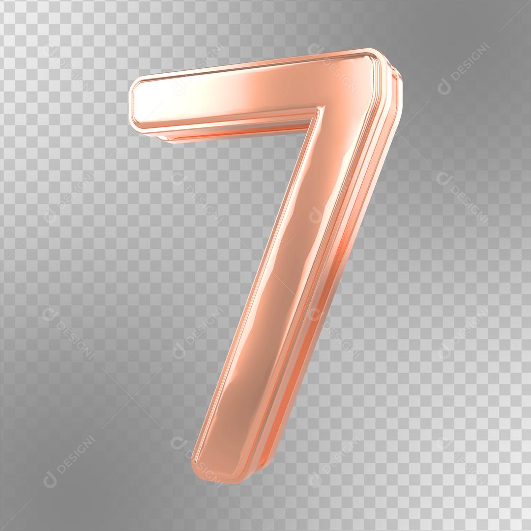 Número 3D 7 Rosa Para Composição PSD