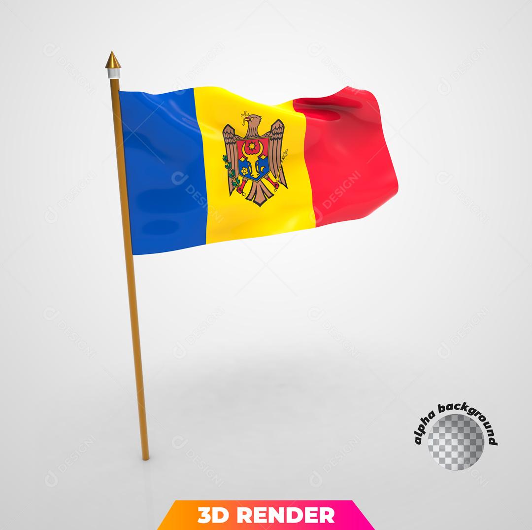 Elemento 3D Bandeira da Moldávia Para Composição PSD