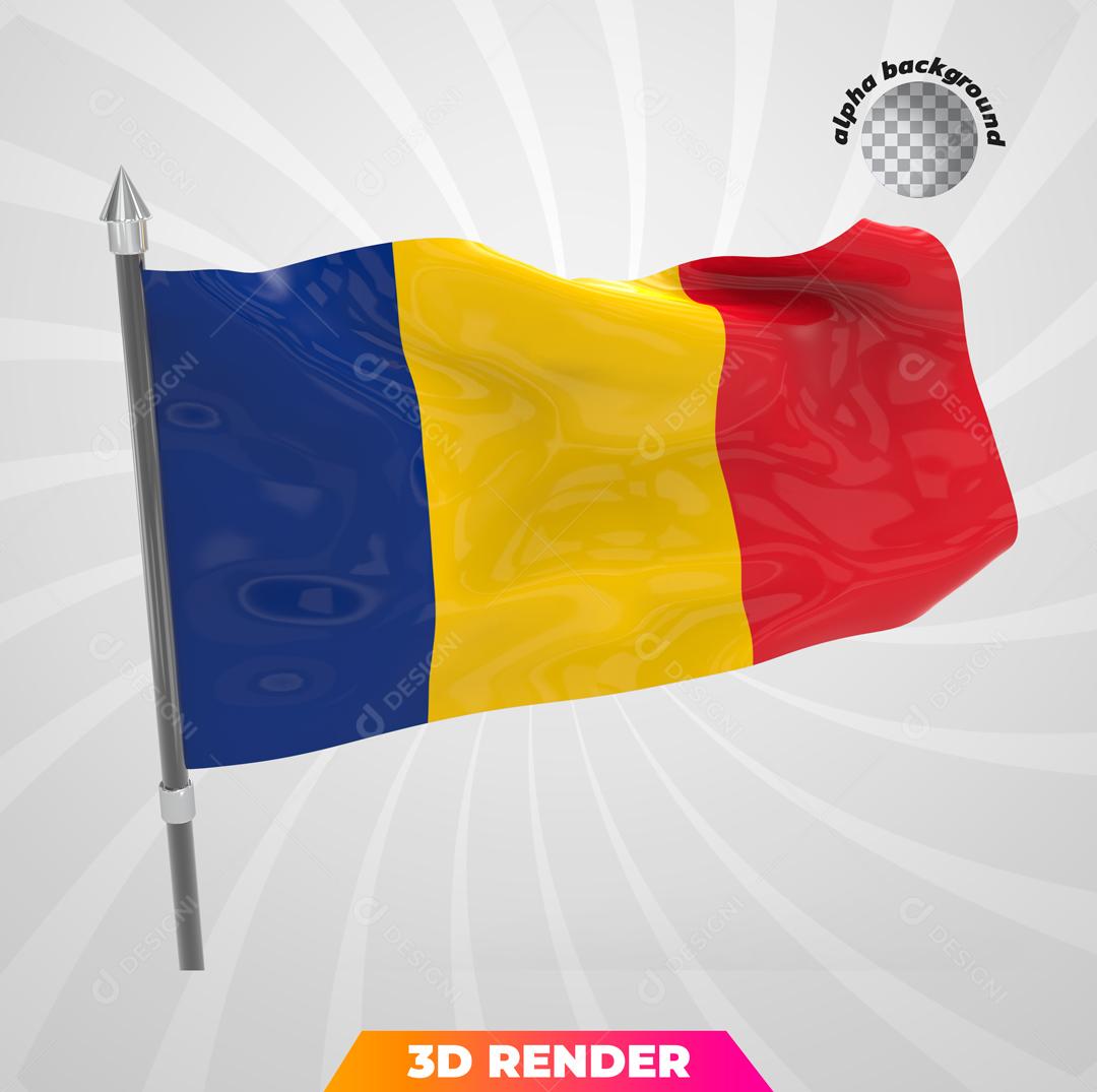 Bandeira da Roménia Elemento 3D Para Composição PSD
