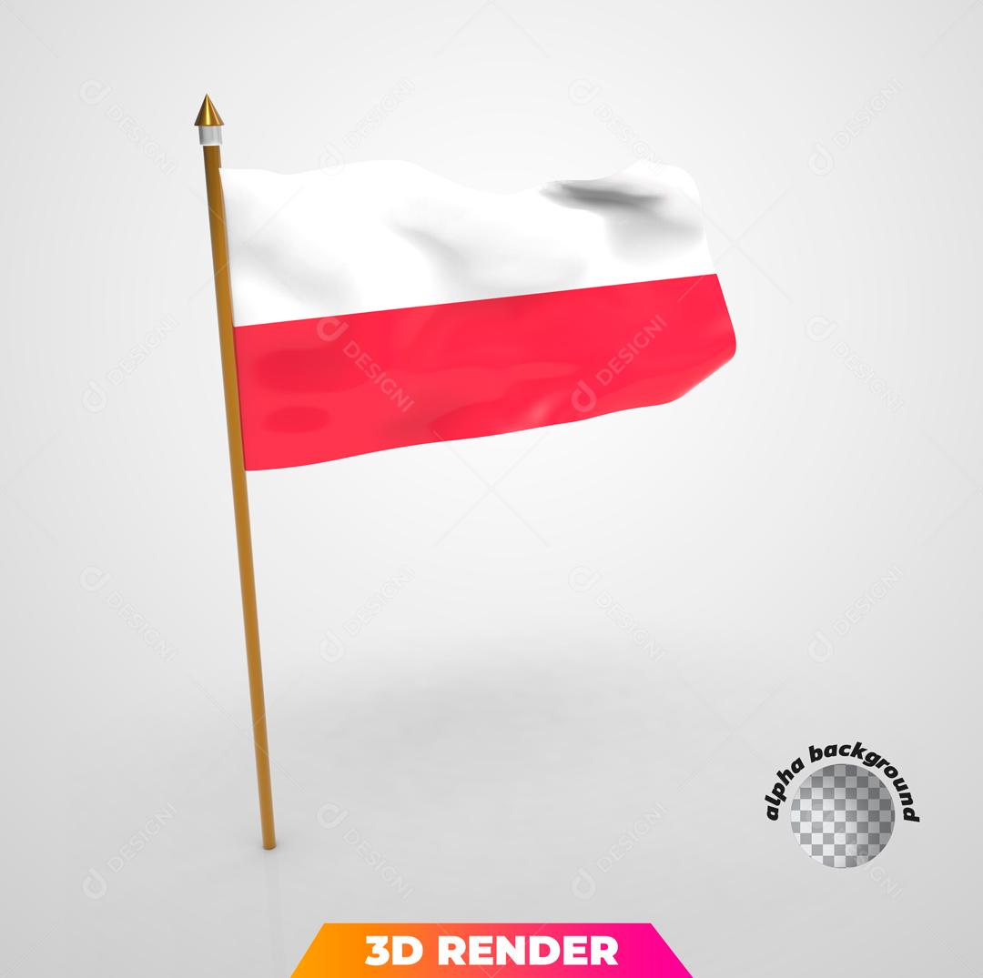 Elemento 3D Bandeira da Polónia Para Composição PSD