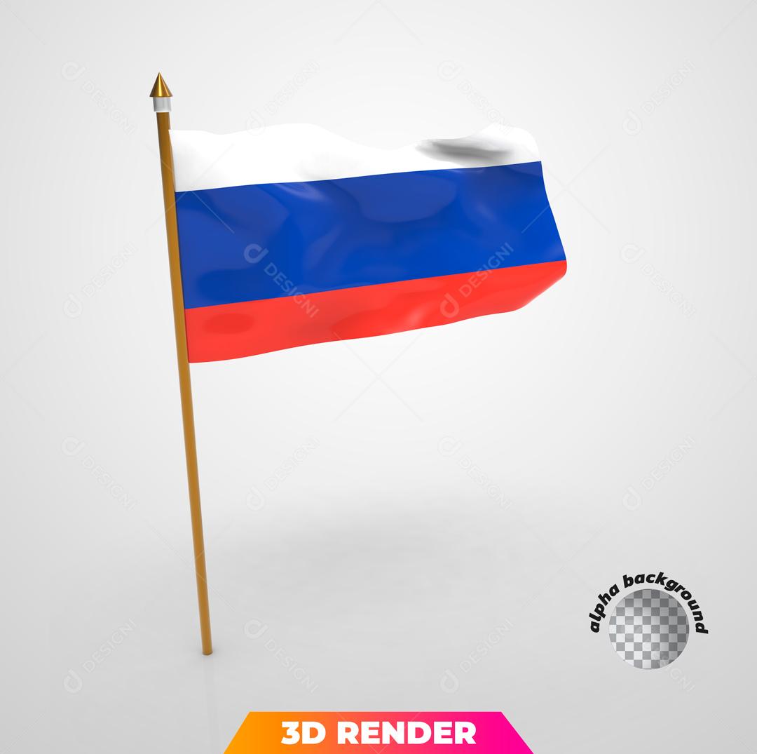 Elemento 3D Bandeira da Rússia Para Composição PSD