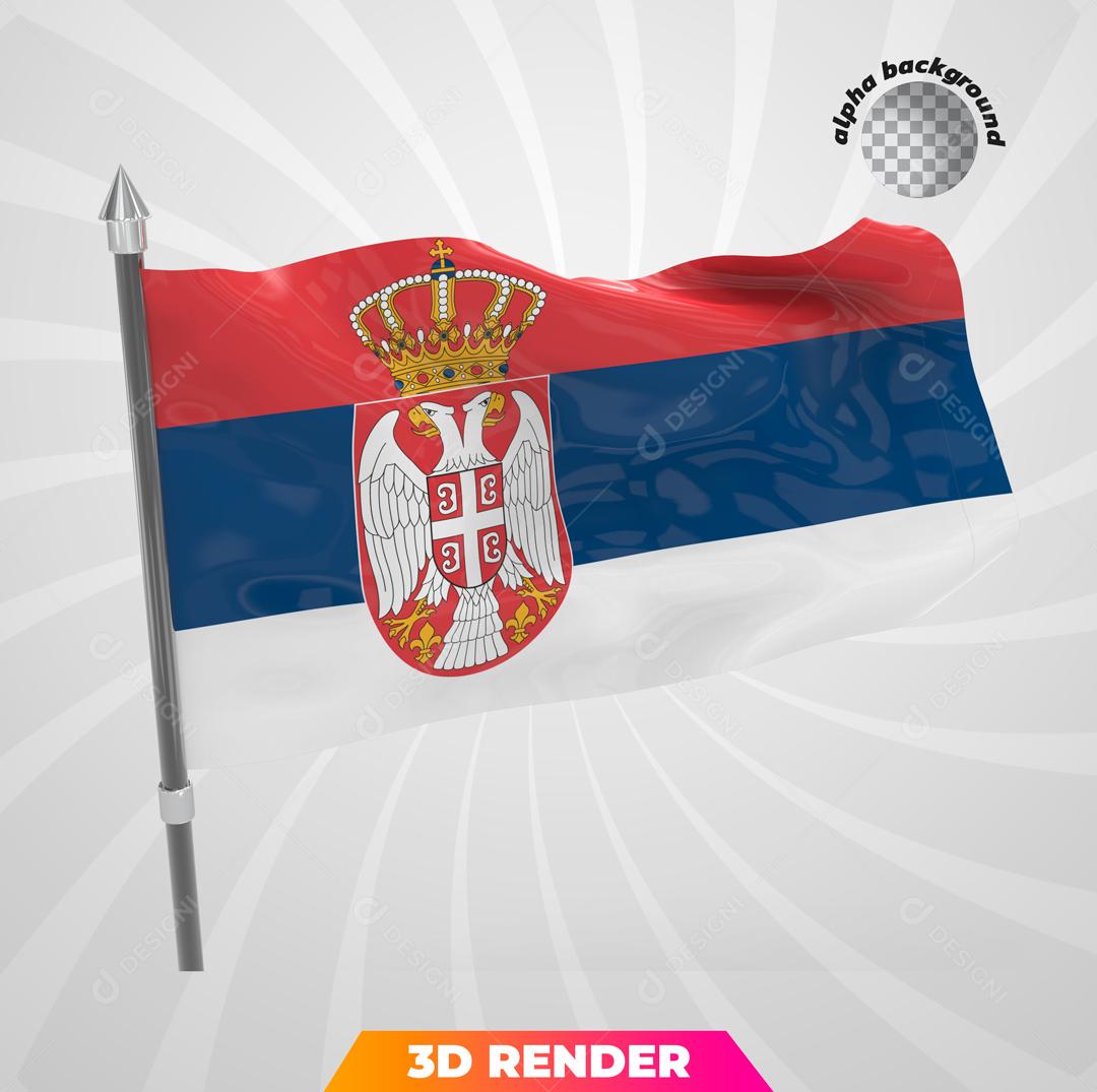 Bandeira da Sérvia Elemento 3D Para Composição PSD