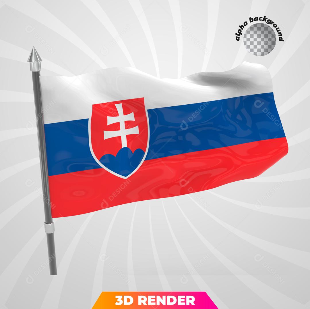 Bandeira da Eslováquia Elemento 3D Para Composição PSD