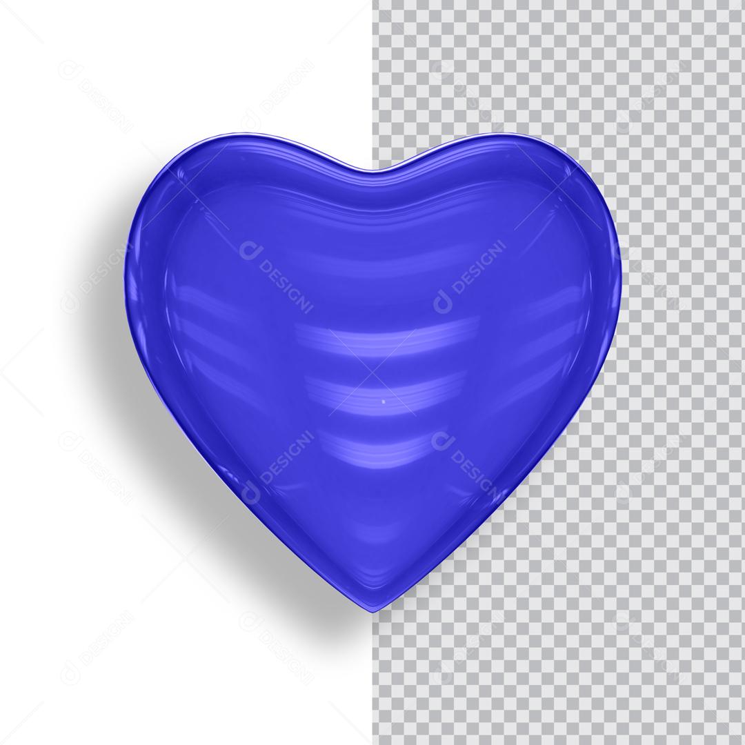 Coração Azul 3D Elemento Para Composição PSD