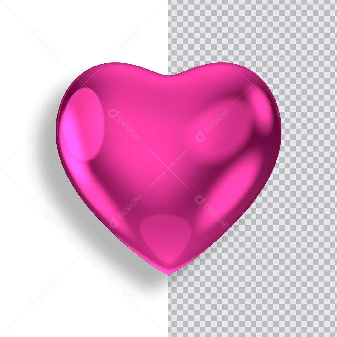 Coração Roxo 3D Elemento Para Composição PSD
