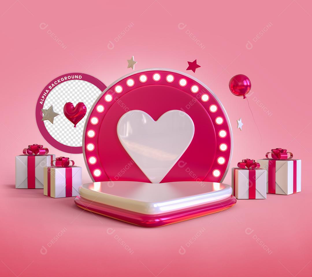 Background Rosa Com Podium Dia Das Mães PSD