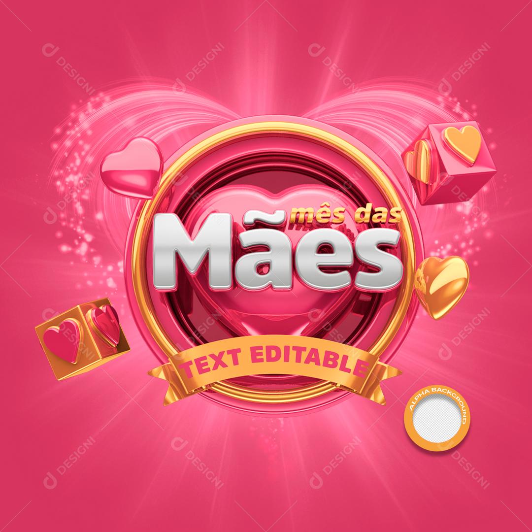Selo 3D Para Composição Mês Das Mães PSD Editável
