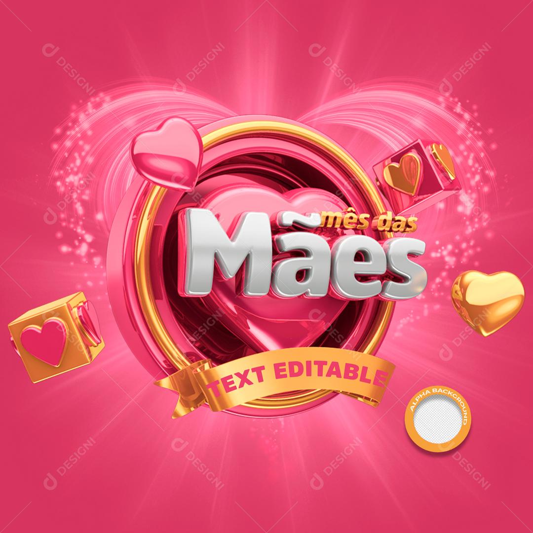 Selo 3D Para Composição Mês Das Mães PSD Editável