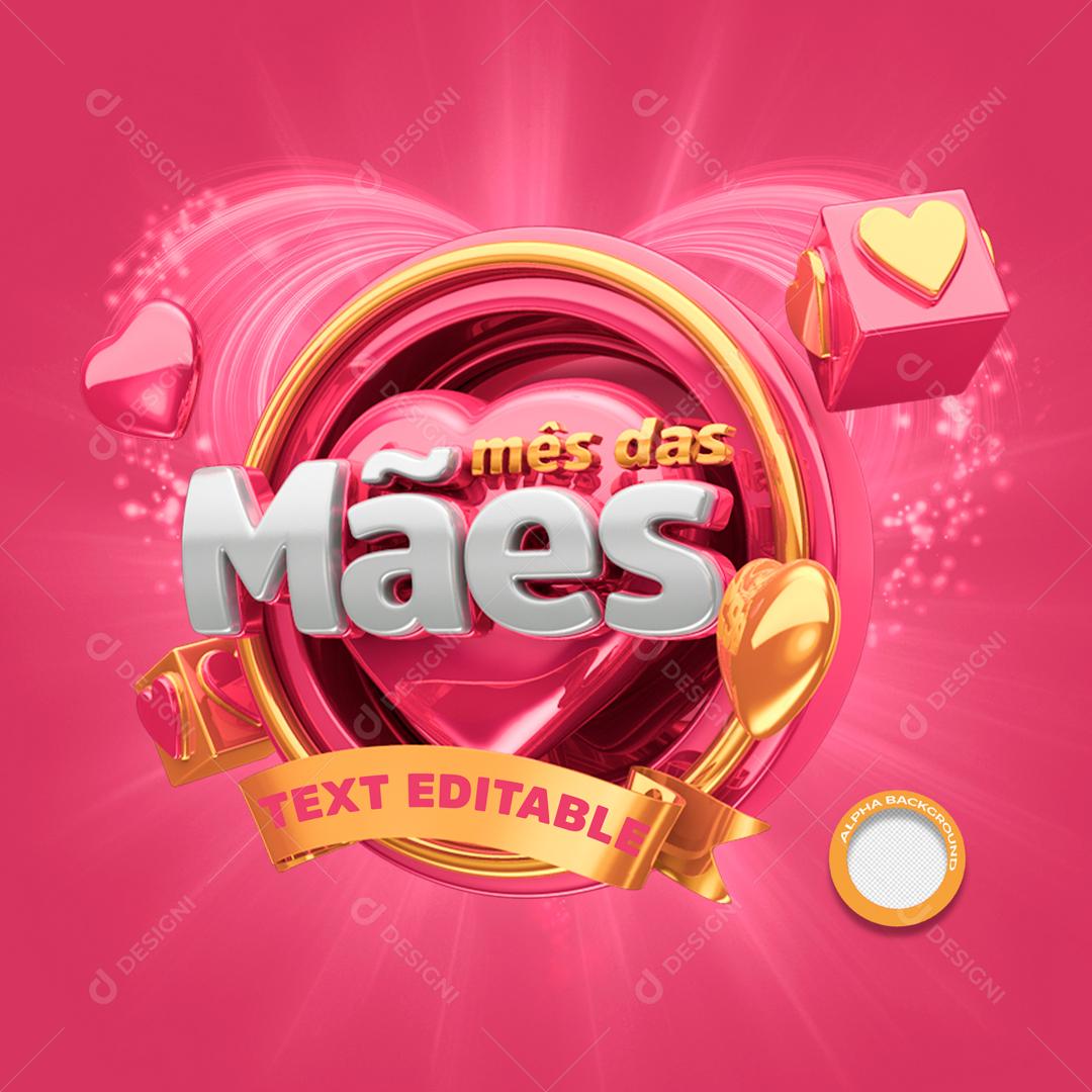 Selo 3D Para Composição Mês Das Mães PSD Editável