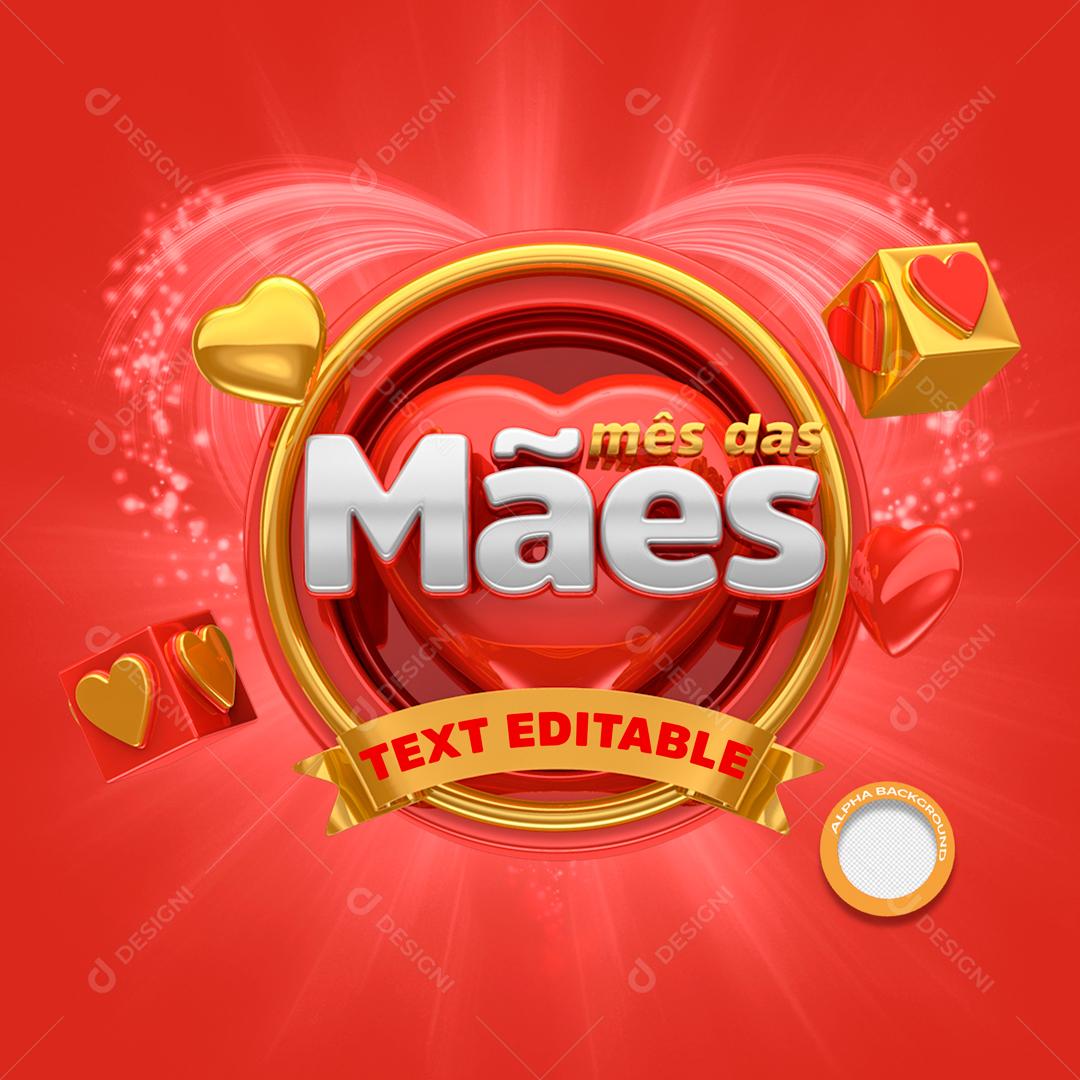 Selo 3D Para Composição Mês Das Mães PSD Editável