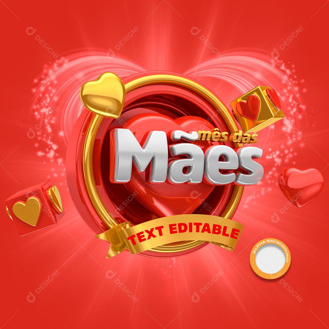 Selo 3D Para Composição Mês Das Mães PSD Editável