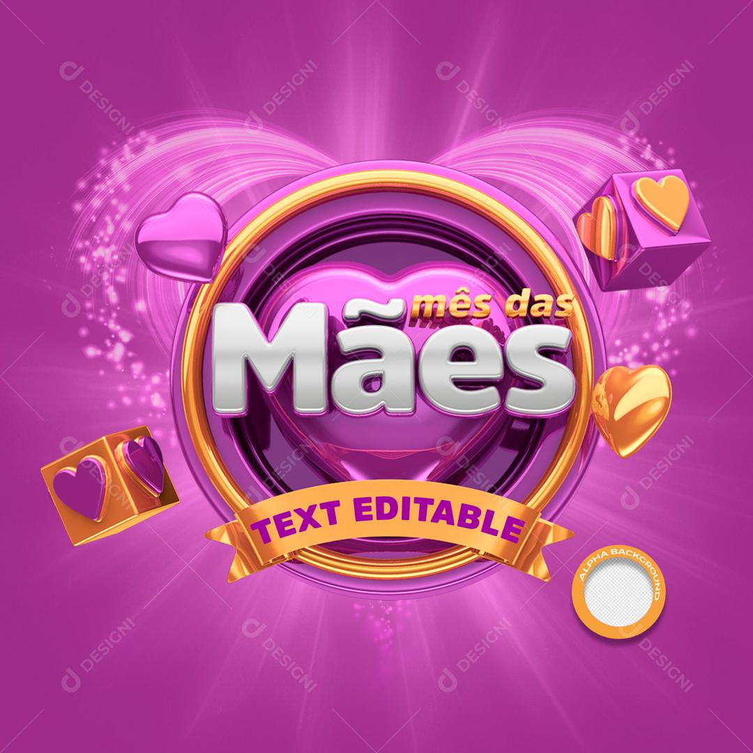 Selo 3D Para Composição Mês Das Mães PSD Editável