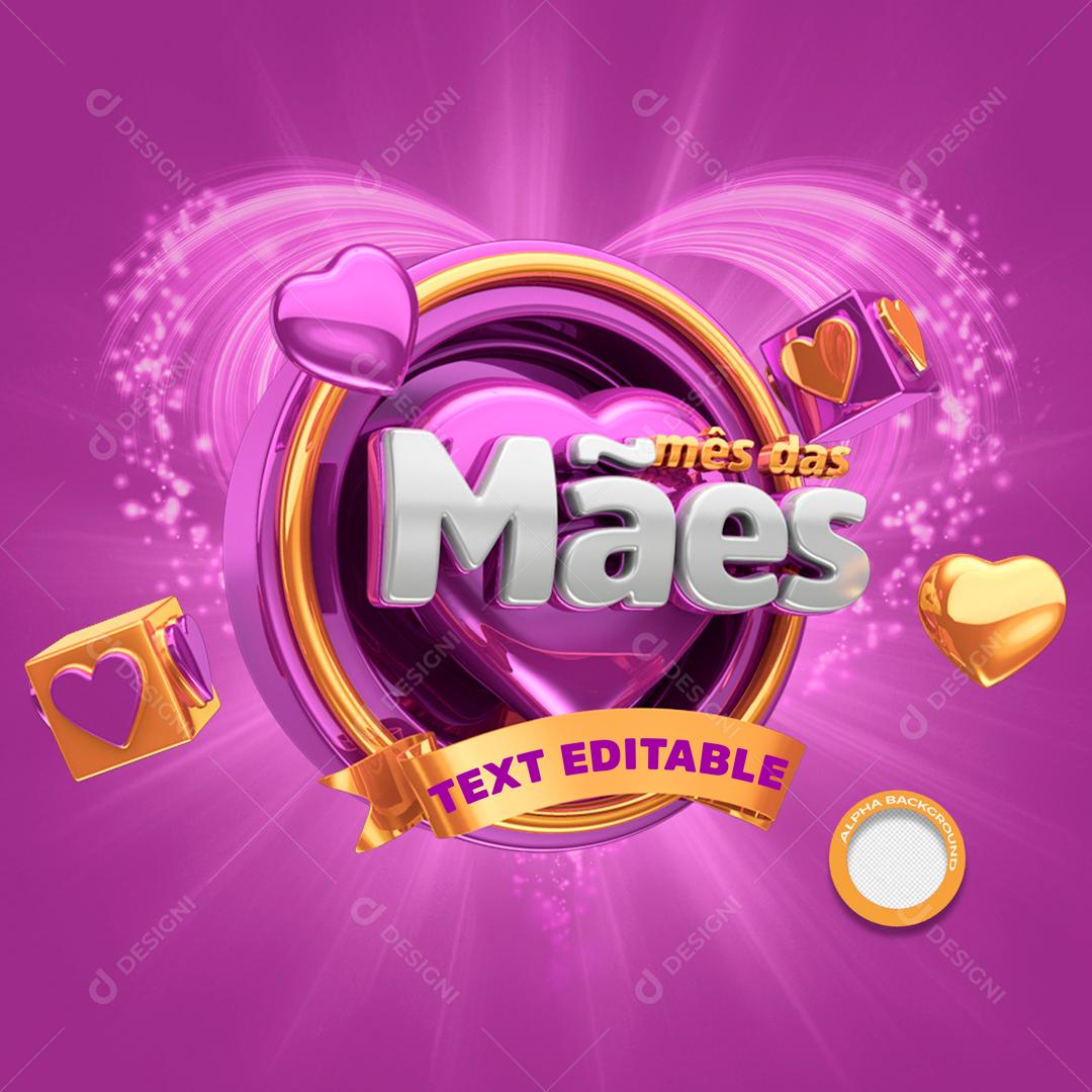 Selo 3D Para Composição Mês Das Mães PSD Editável