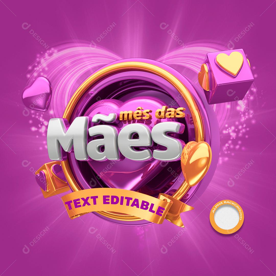 Selo 3D Para Composição Mês Das Mães PSD Editável