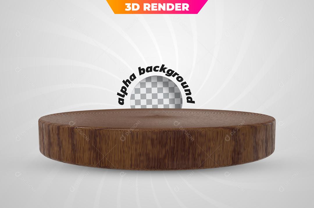 Podium de Madeira Elemento 3D Para Composição PSD