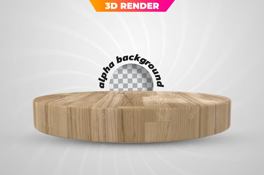 Podium de Madeira Elemento 3D Para Composição PSD
