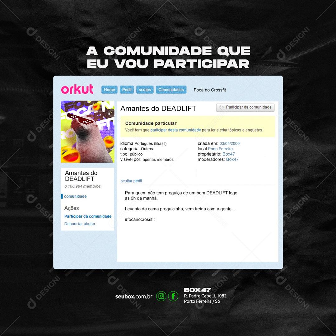 Social Media A Comunidade que eu vou Participar Crossfit Academia PSD Editável