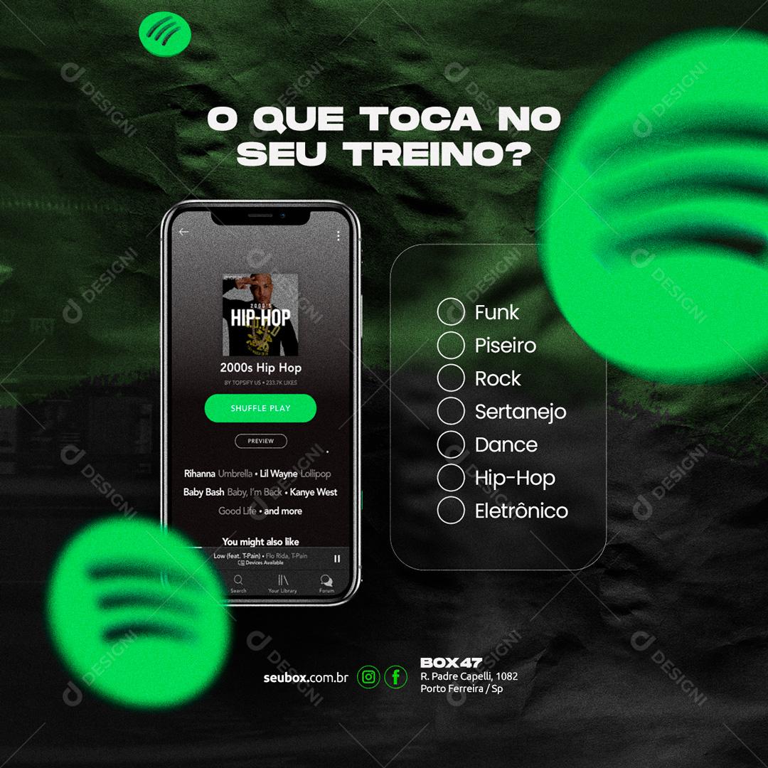 Social Media O que toca no seu Treino Academia Crossfit PSD Editável