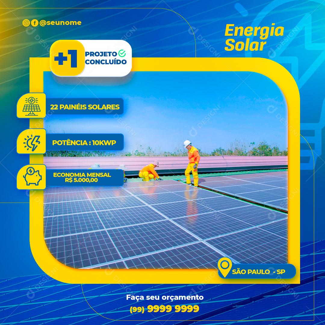 Social Media Energia Solar Mais 1 Projeto Concluído PSD Editável