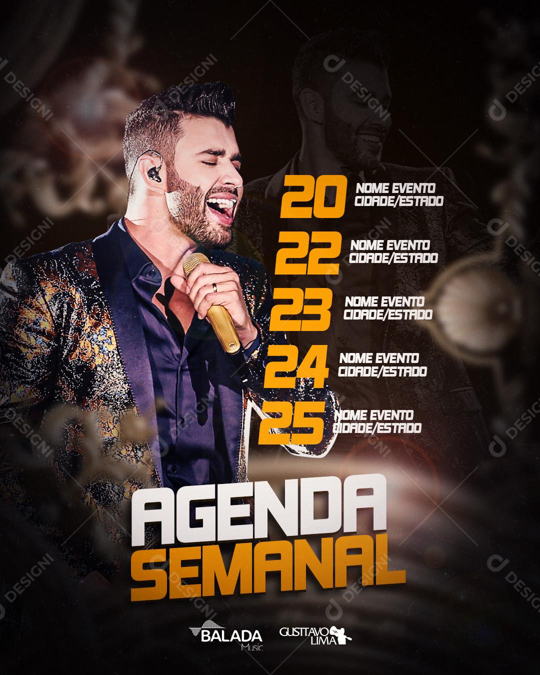 Flyer Agenda Semanal Gustavo Lima Social Media PSD Editável