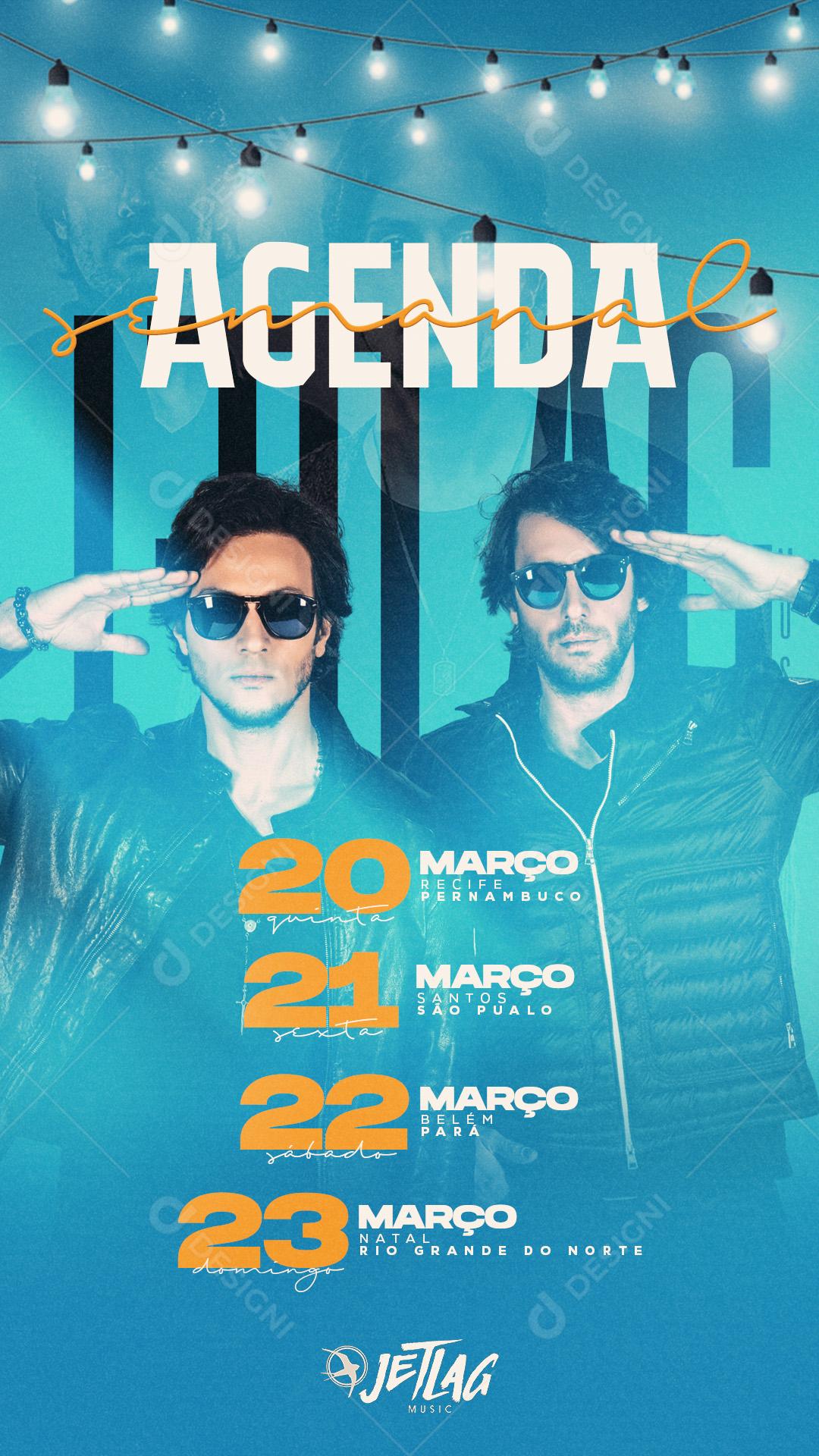 Flyer  Agenda Semanal Shows Março Social Media PSD Editável
