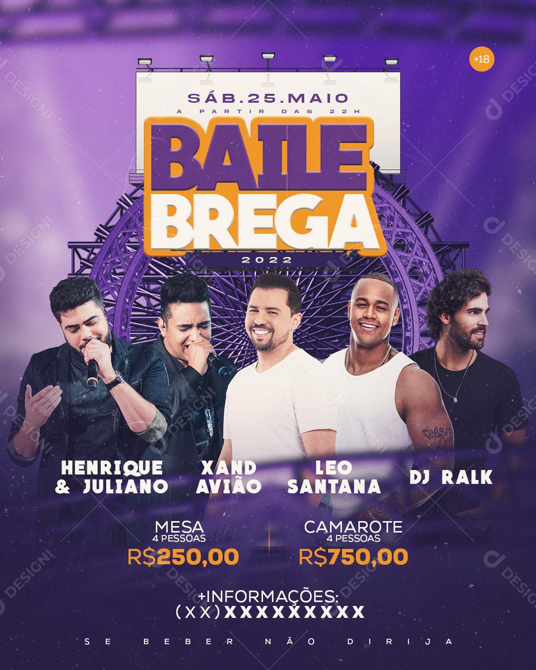 Flyer Baile Brega Sábado 28 De Março Social Media PSD Editável