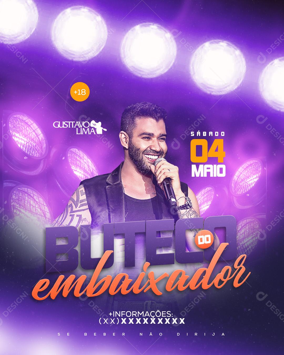 Flyer Buteco Embaixador Gustavo Lima Social Media PSD Editável